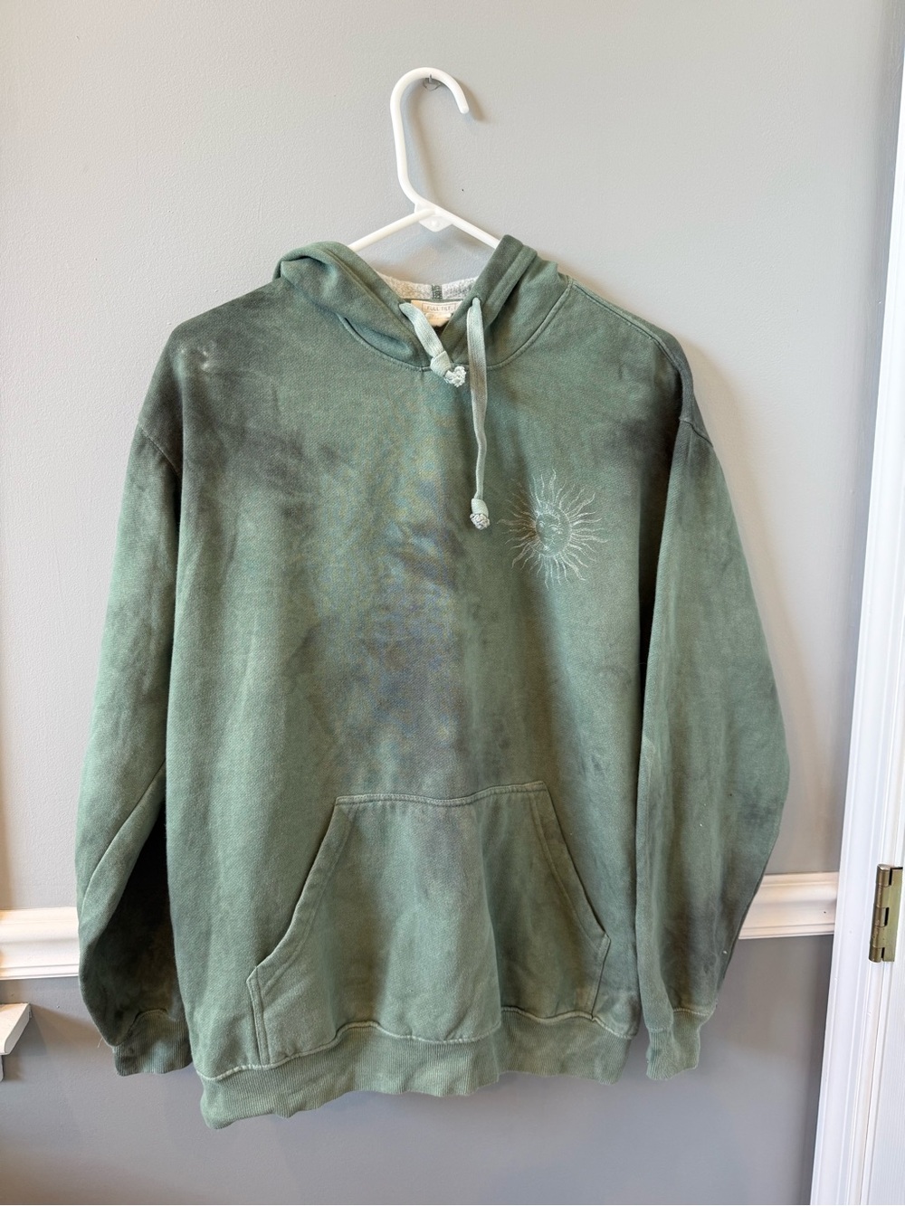 Full Tilt Olive Green Pullover Hoodie with Sun Embroidery